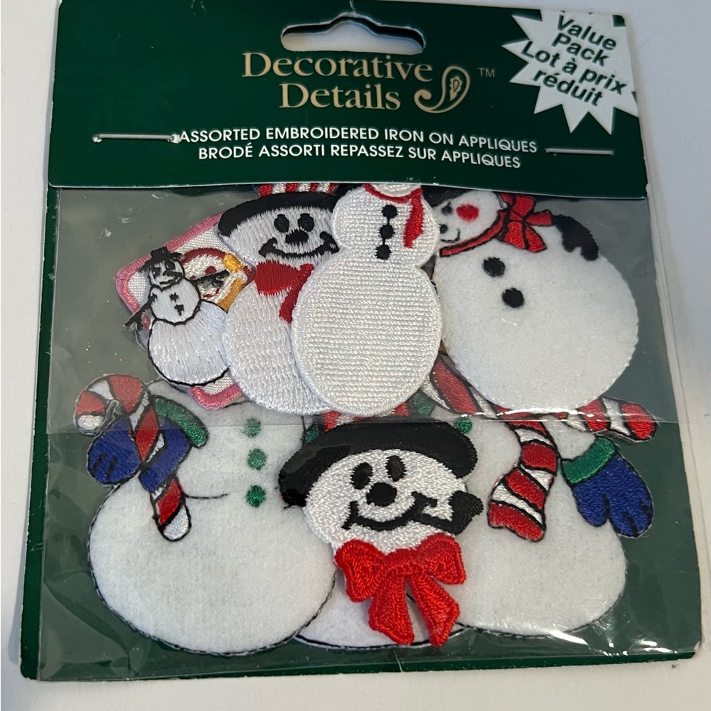 NEW Pack Of Assorted Embroidered Iron-On Christmas Snow Man Appliques Yuletide
